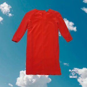 SHOMI Vintage Coral Long sleeve Silk Dress 12